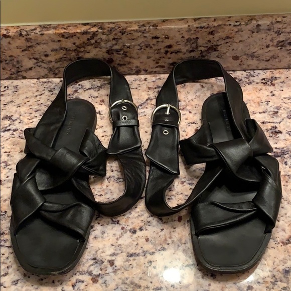 all saints black leather sandals